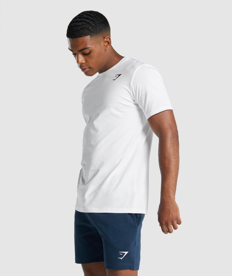 Men's Gymshark Crest T-Shirts White | CA 0867D1